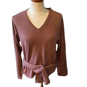 White + Warren Cashmere V Neck Sweater Dusty Rose S